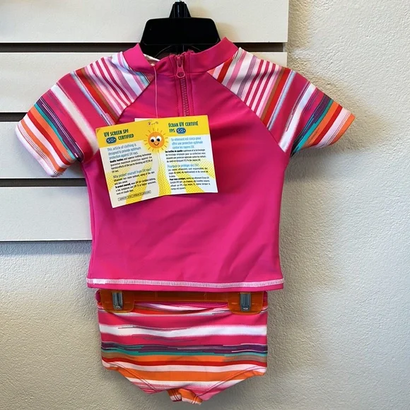 NWT ROCOCO SWIM BABY RASHGUARD SET PINK - Picture 2 of 8
